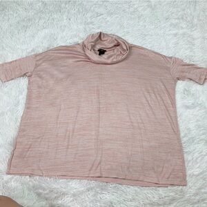 Ann Taylor Petite Women's Pink high Neck Marled Sweater short sleeve